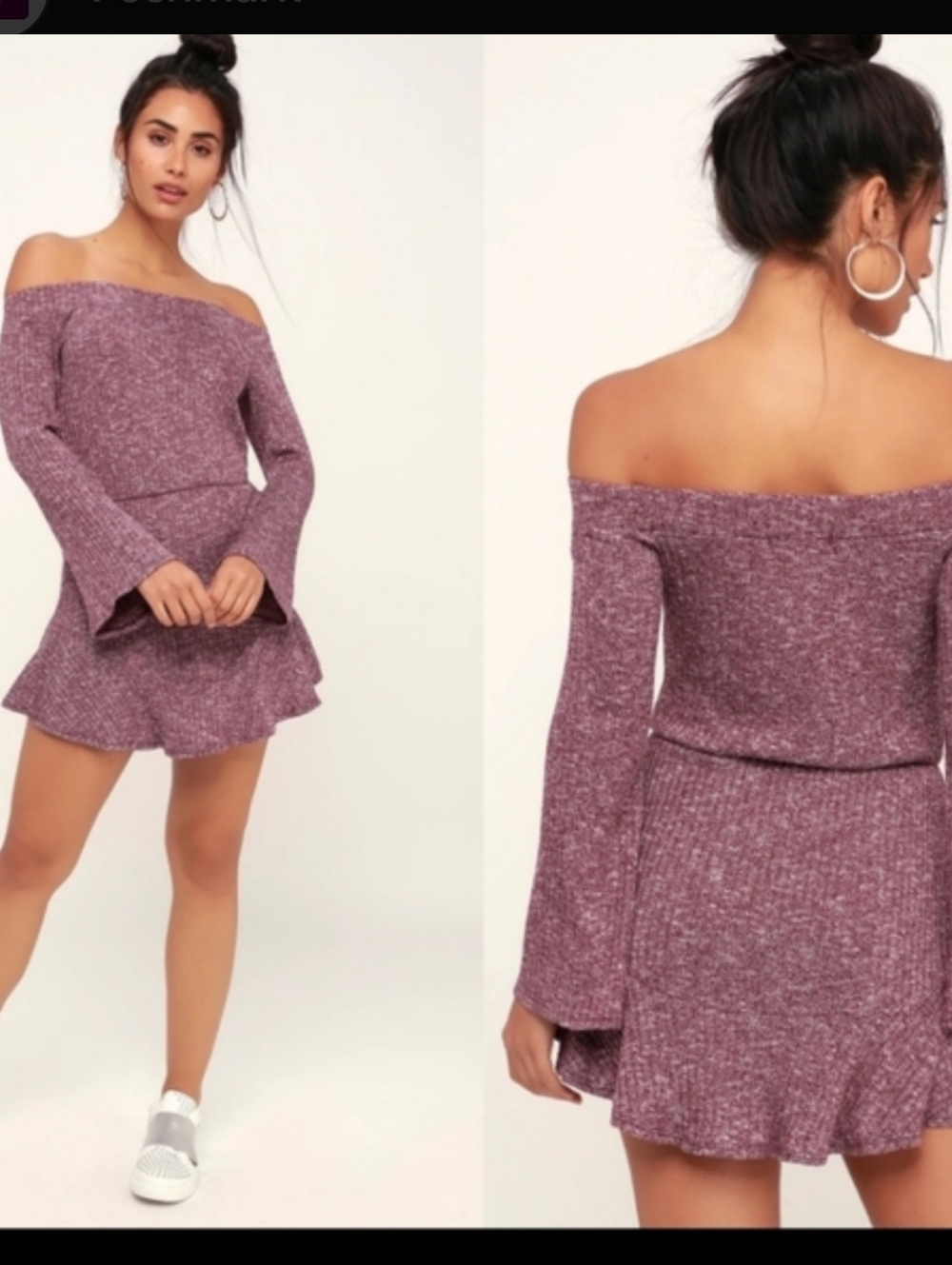 LULUS OFF THE SHOULDER MINI SWEATER DRESS